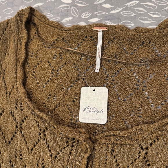 FREE PEOPLE Brown Open-Knit Cardigan Sweater, size Medium - Picture 8 of 14